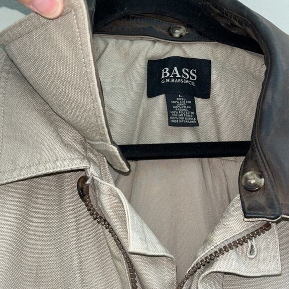 Vintage Tan Bass Lined Field Jacket with Removable Leather Collar-Large - Picture 3 of 7